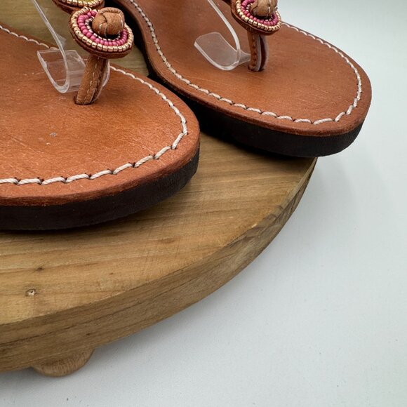 Laidback London Womens Beaded Thong Adjustable Strap Sandal woman’s size 39  8.5 - Picture 4 of 13